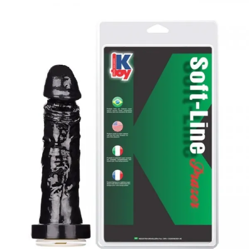 Pênis Silicone Vac-U-Loc 17,5x3,8cm cor Preto - K Import - Revenda por R$130,00